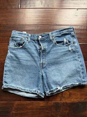 Levi's 501 Original Distressed Denim Shorts in Medium Wash